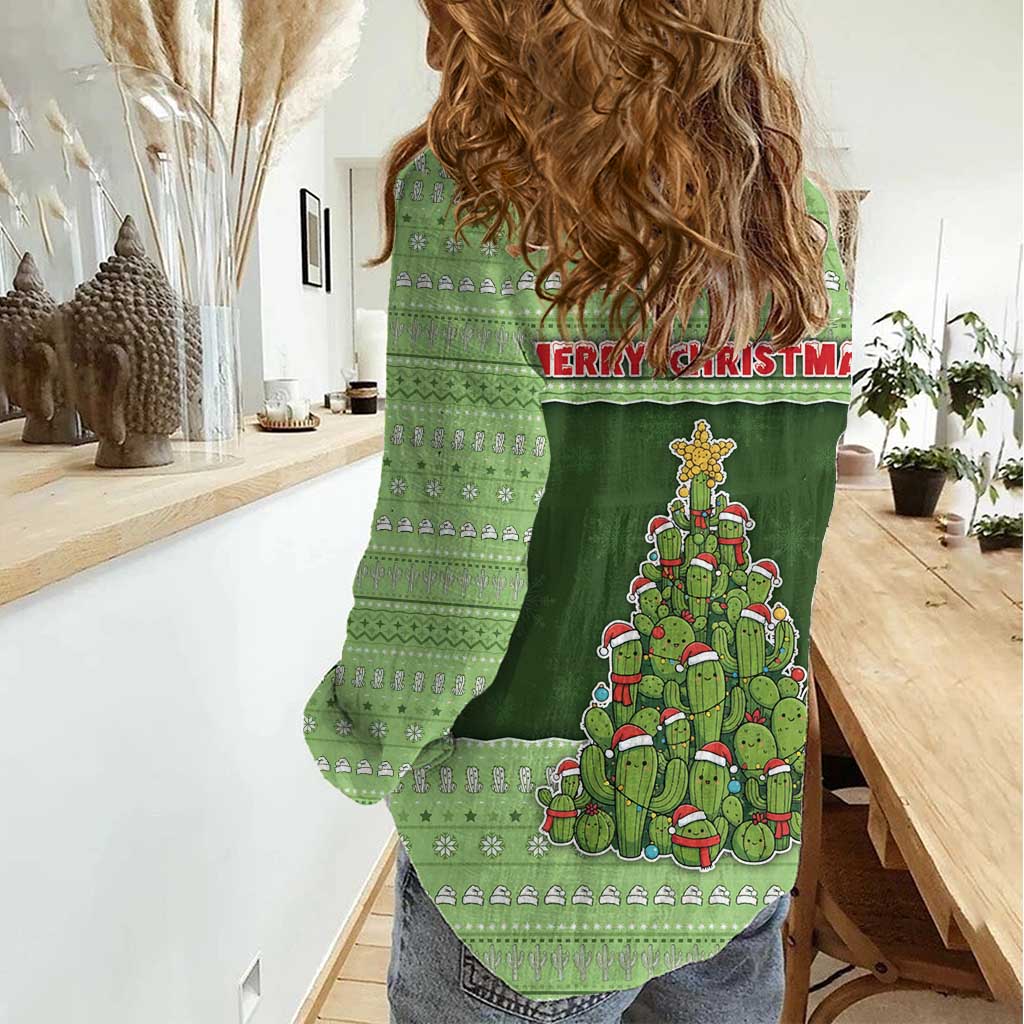 Cactus Christmas Women Casual Shirt Merry Cactmas - Wonder Print Shop