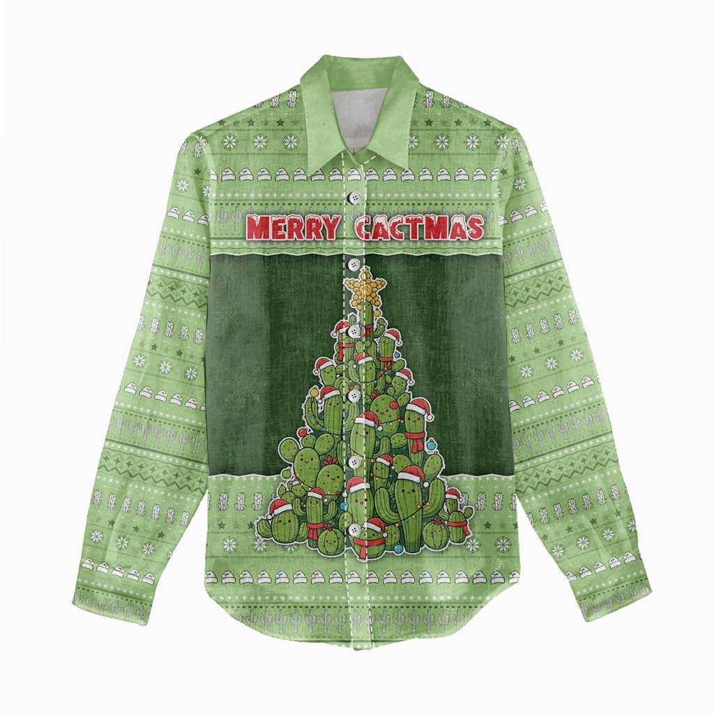 Cactus Christmas Women Casual Shirt Merry Cactmas - Wonder Print Shop