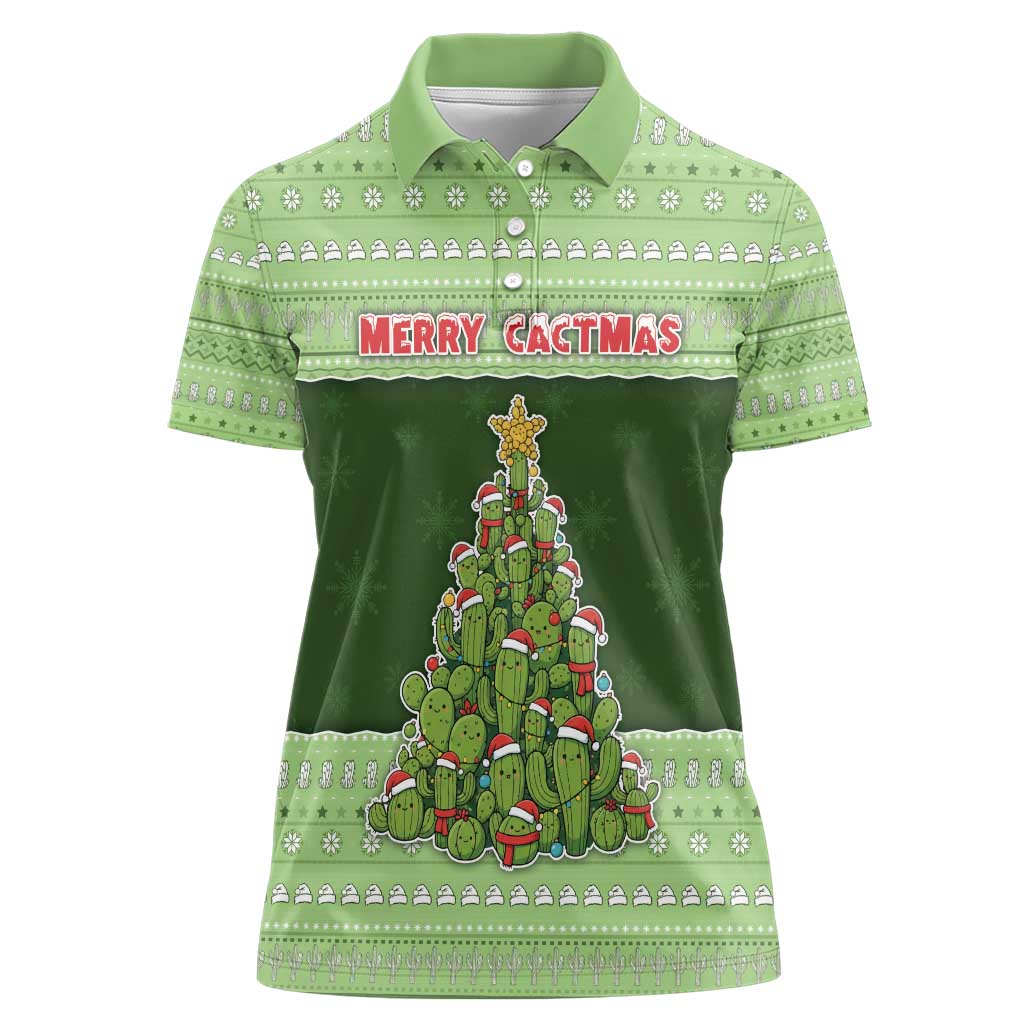 Cactus Christmas Women Polo Shirt Merry Cactmas - Wonder Print Shop