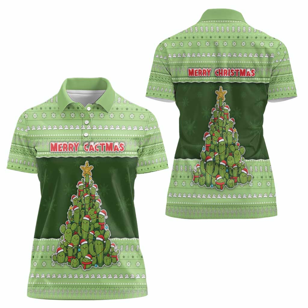 Cactus Christmas Women Polo Shirt Merry Cactmas - Wonder Print Shop
