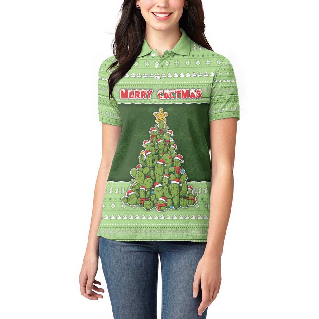 Cactus Christmas Women Polo Shirt Merry Cactmas - Wonder Print Shop