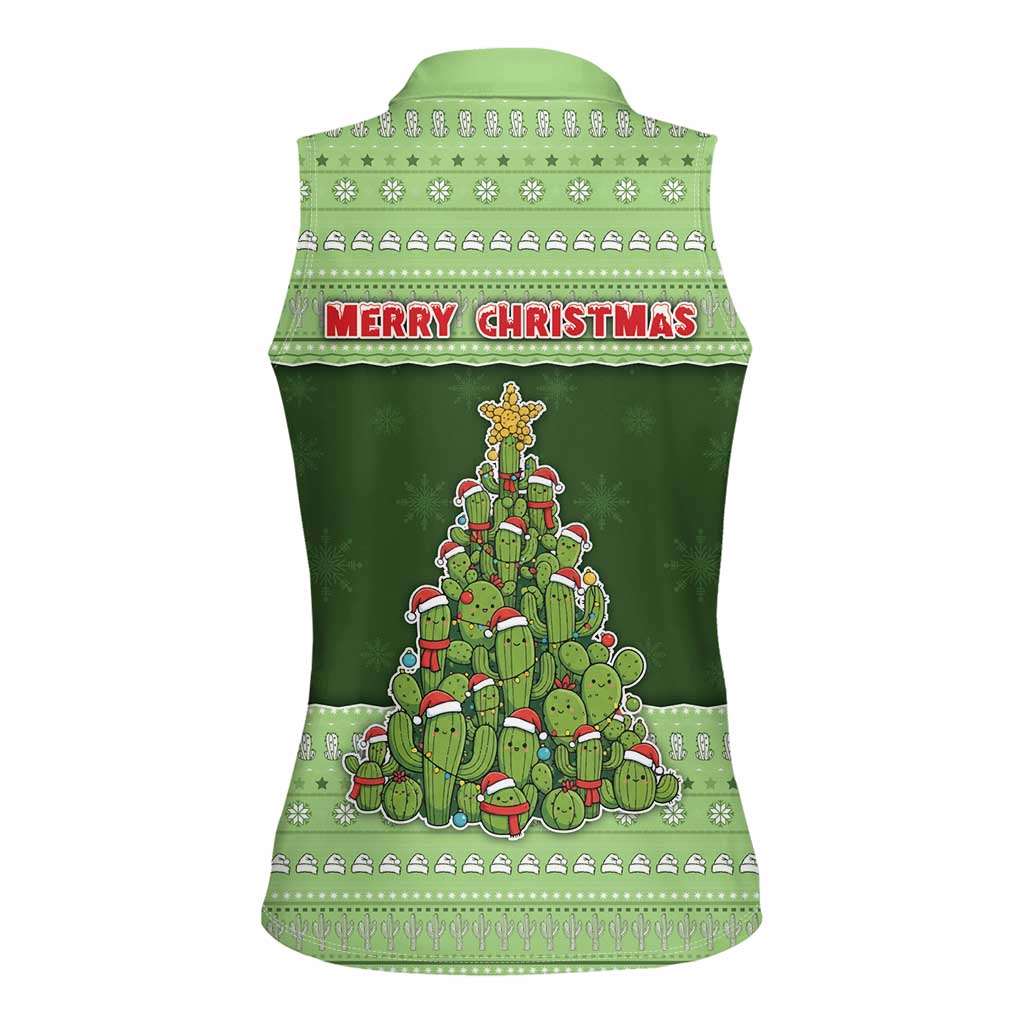 Cactus Christmas Women Sleeveless Polo Shirt Merry Cactmas - Wonder Print Shop