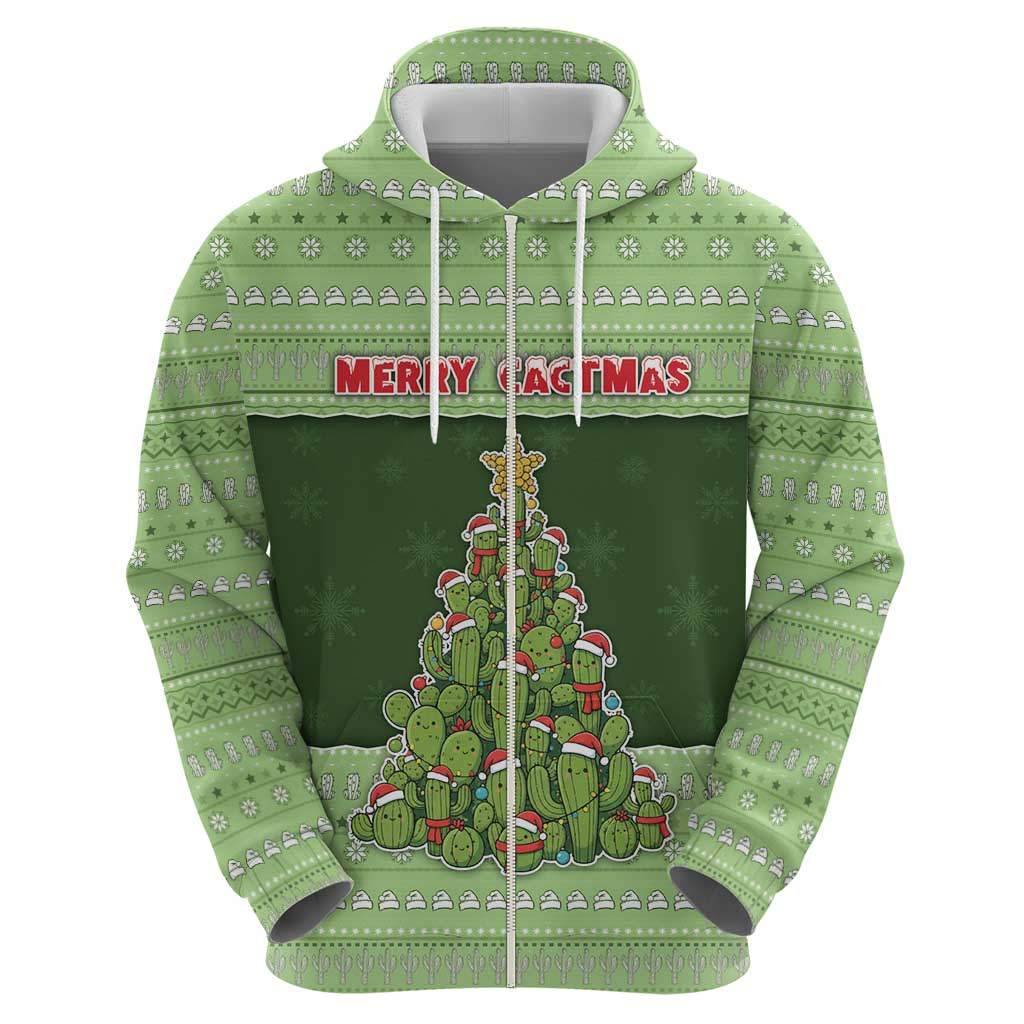 Cactus Christmas Zip Hoodie Merry Cactmas - Wonder Print Shop