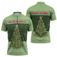 Cactus Christmas Zipper Polo Shirt Merry Cactmas - Wonder Print Shop