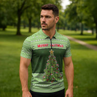 Cactus Christmas Zipper Polo Shirt Merry Cactmas - Wonder Print Shop