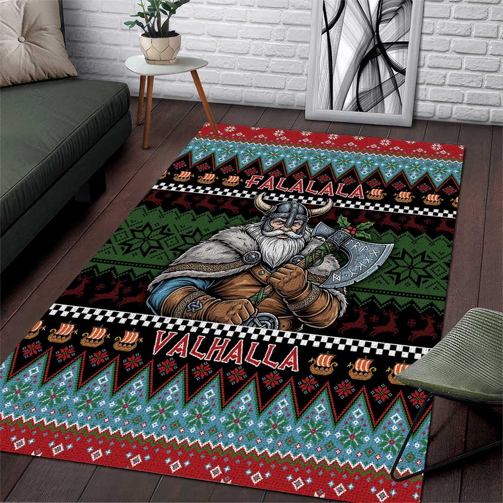 Vikings Christmas Area Rug Warrior Santa - Wonder Print Shop