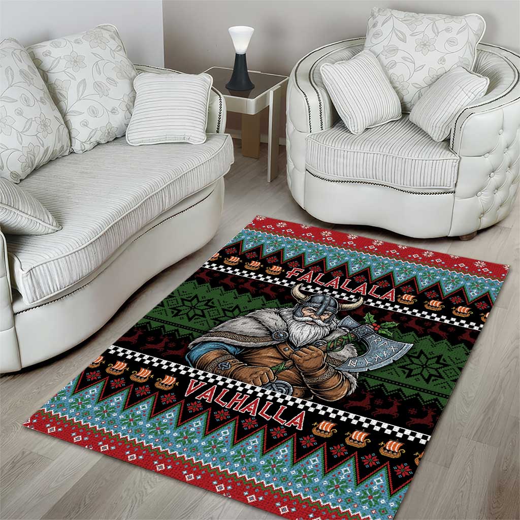 Vikings Christmas Area Rug Warrior Santa - Wonder Print Shop