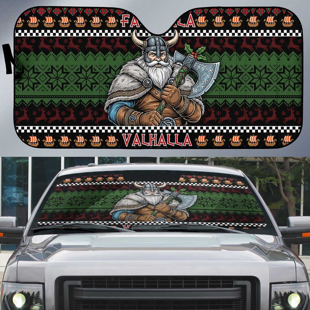 Vikings Christmas Auto Sun Shade Warrior Santa - Wonder Print Shop