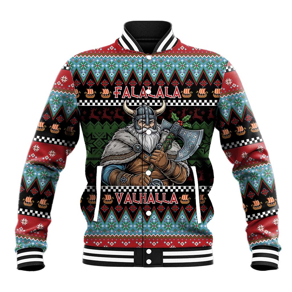 Vikings Christmas Baseball Jacket Warrior Santa - Wonder Print Shop
