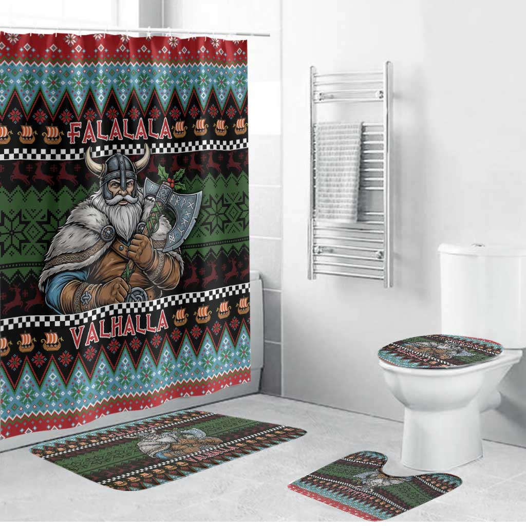 Vikings Christmas Bathroom Set Warrior Santa - Wonder Print Shop
