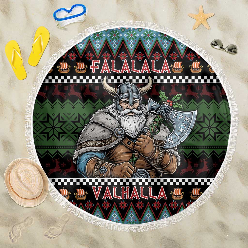 Vikings Christmas Beach Blanket Warrior Santa - Wonder Print Shop