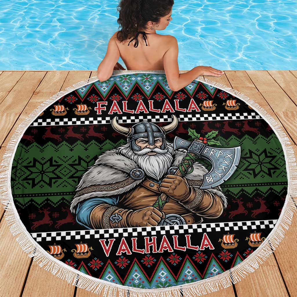 Vikings Christmas Beach Blanket Warrior Santa - Wonder Print Shop