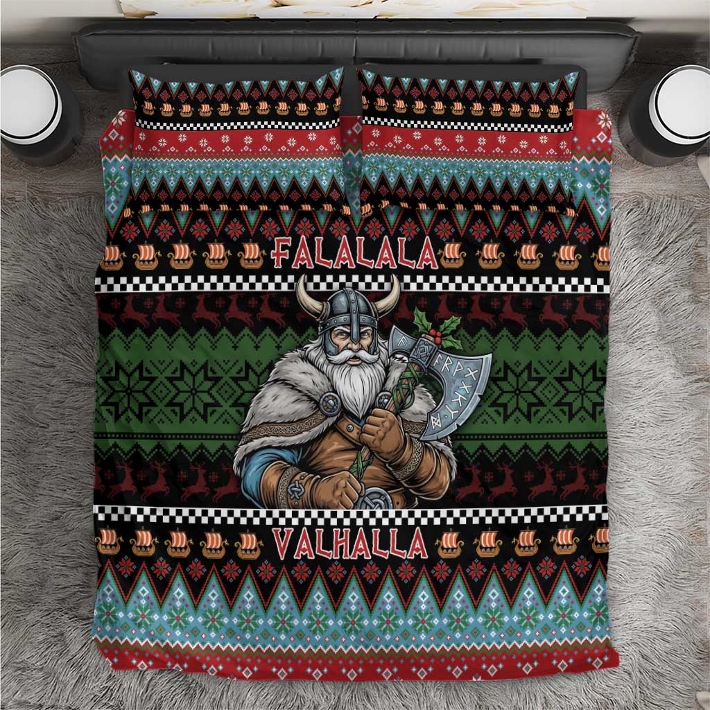 Vikings Christmas Bedding Set Warrior Santa - Wonder Print Shop