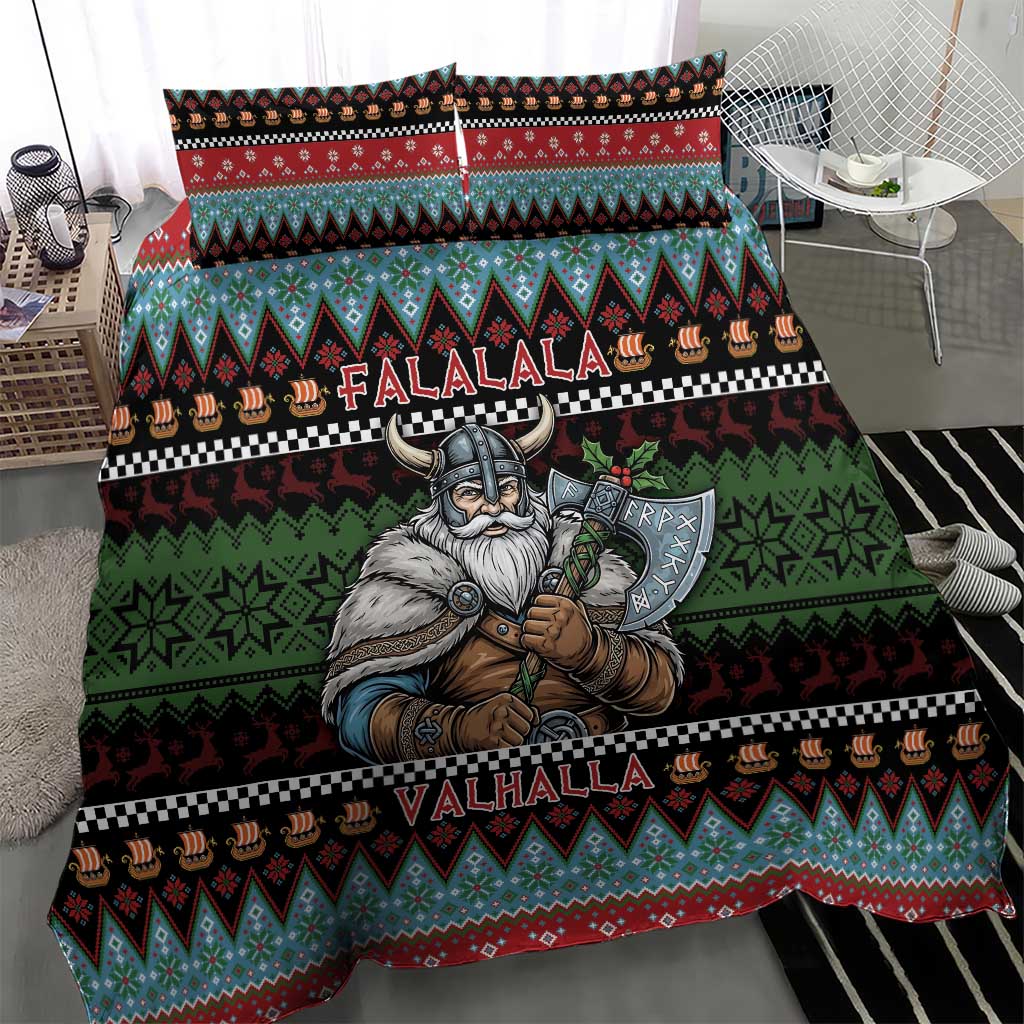 Vikings Christmas Bedding Set Warrior Santa - Wonder Print Shop