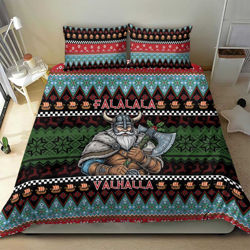 Vikings Christmas Bedding Set Warrior Santa - Wonder Print Shop