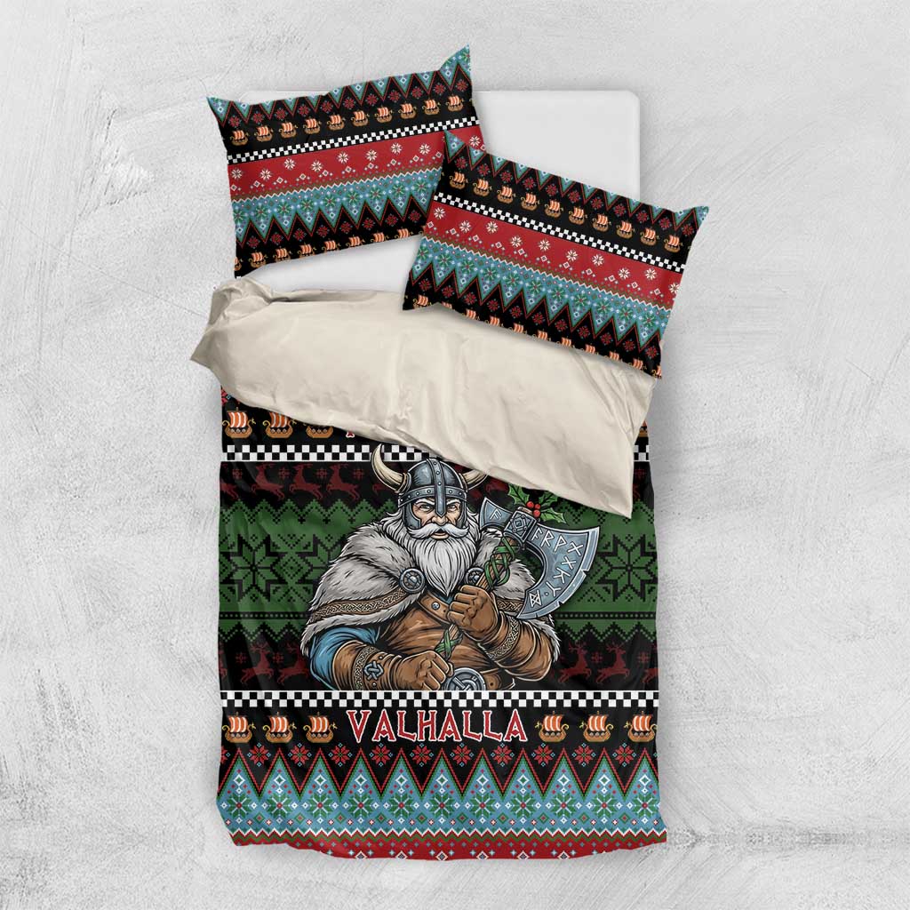 Vikings Christmas Bedding Set Warrior Santa - Wonder Print Shop