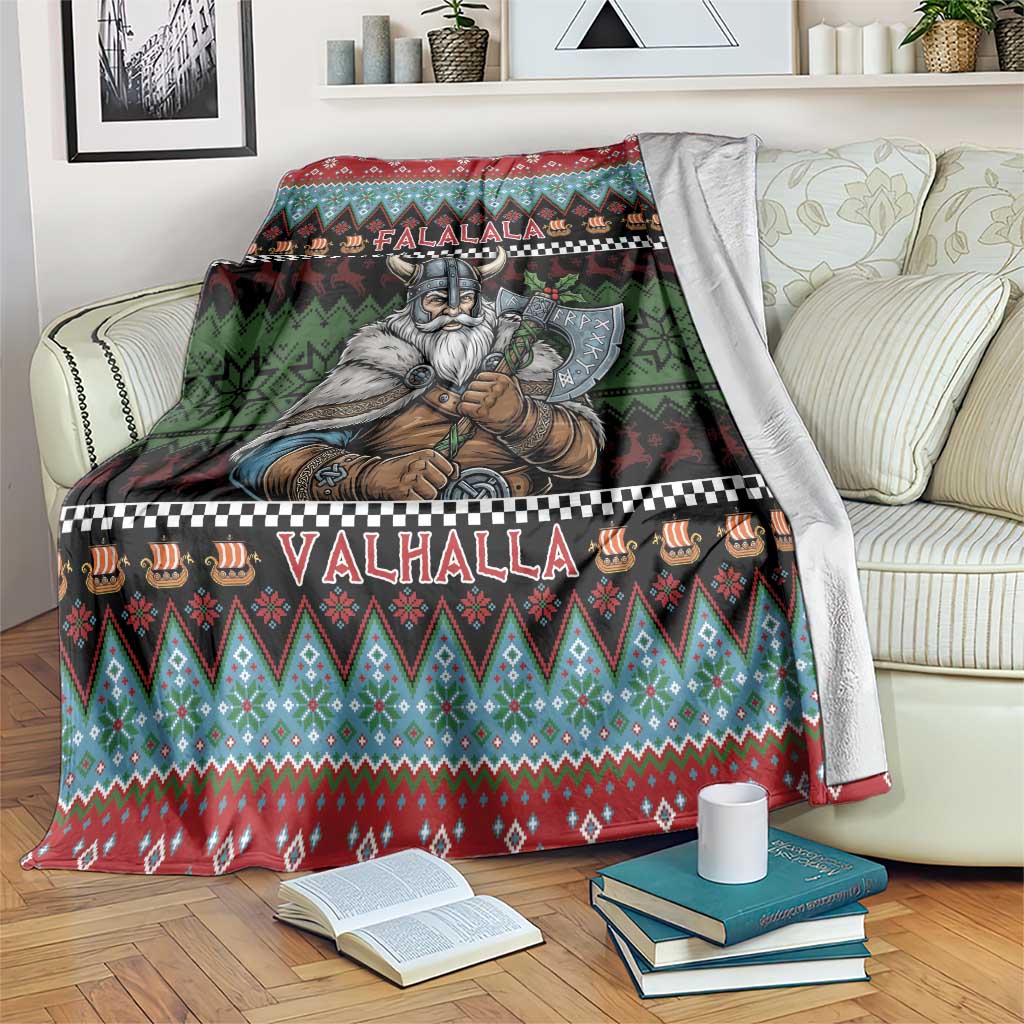 Vikings Christmas Blanket Warrior Santa - Wonder Print Shop