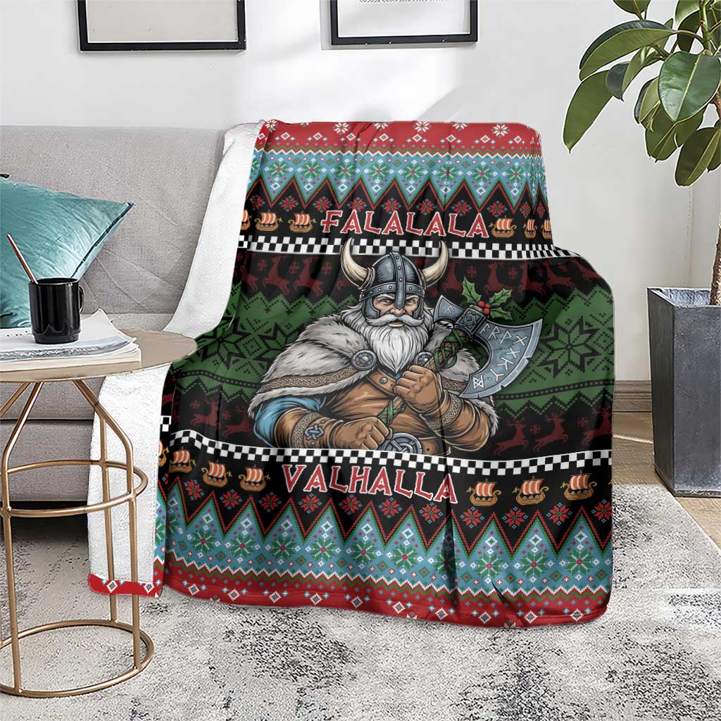 Vikings Christmas Blanket Warrior Santa - Wonder Print Shop