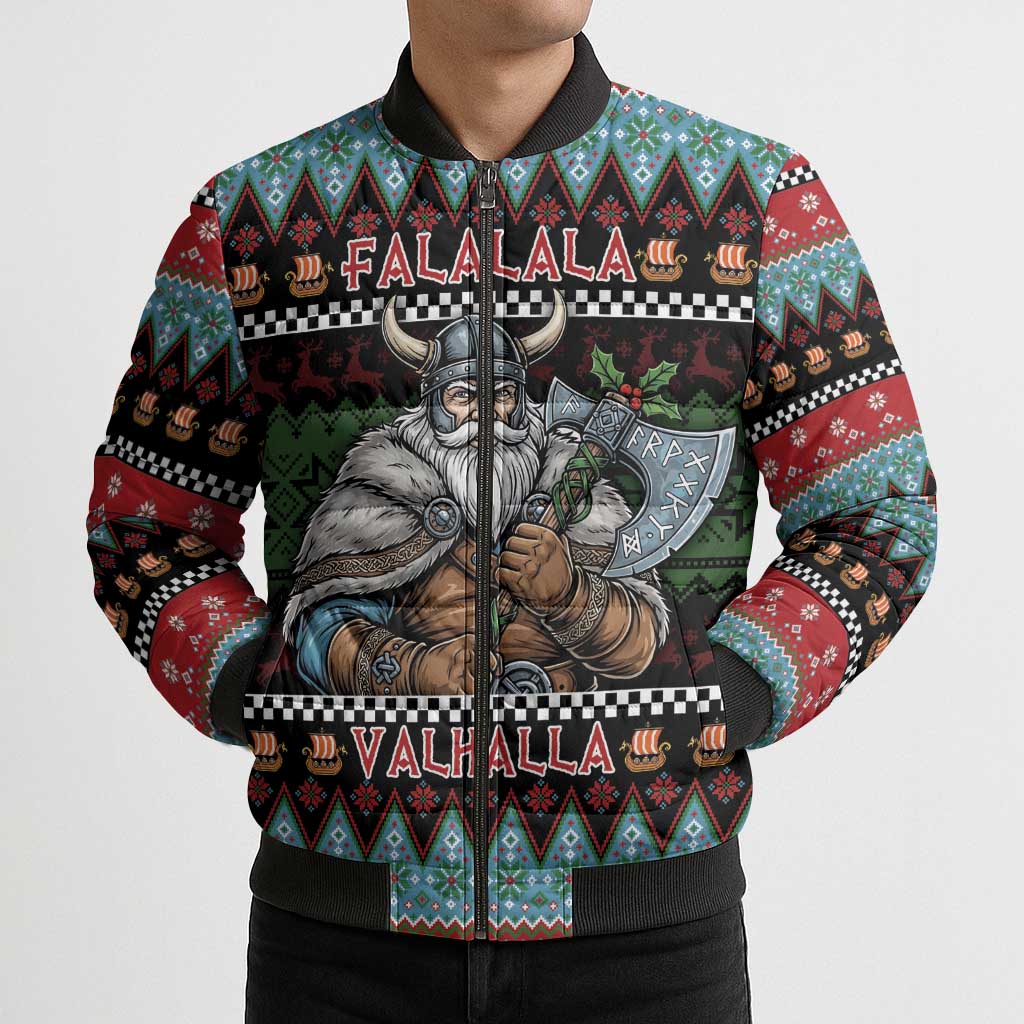 Vikings Christmas Bomber Puffer Jacket Warrior Santa - Wonder Print Shop