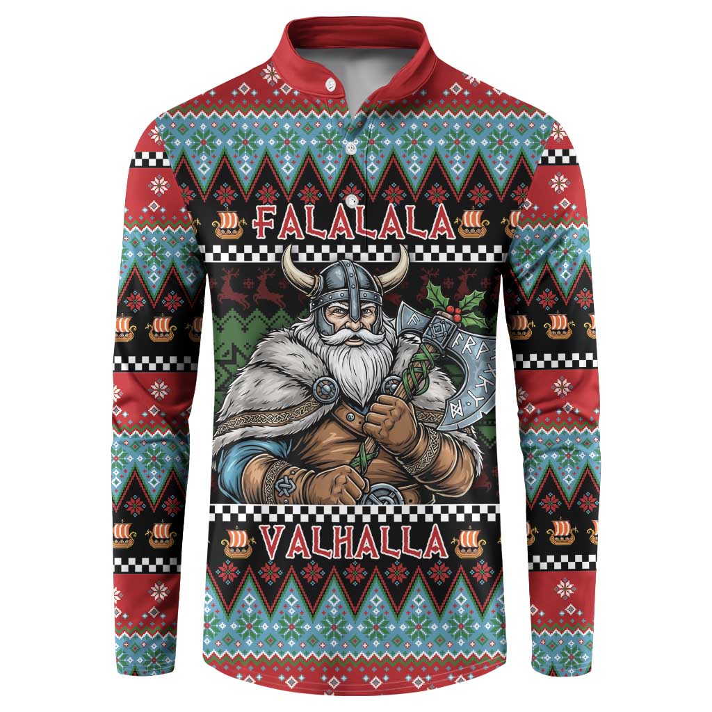 Vikings Christmas Button Sweatshirt Warrior Santa - Wonder Print Shop