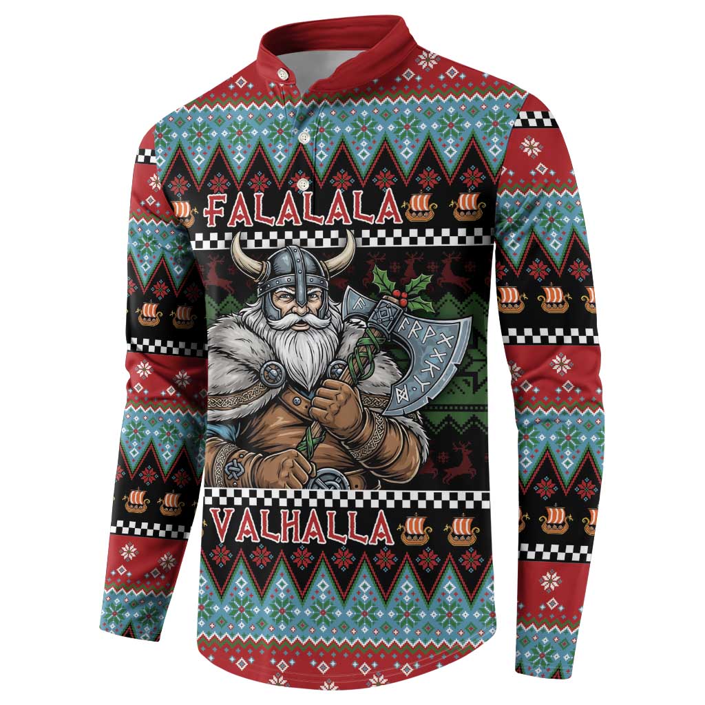 Vikings Christmas Button Sweatshirt Warrior Santa - Wonder Print Shop