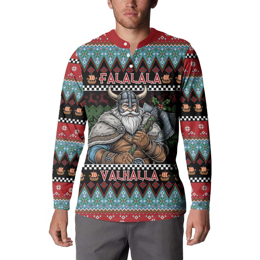 Vikings Christmas Button Sweatshirt Warrior Santa - Wonder Print Shop