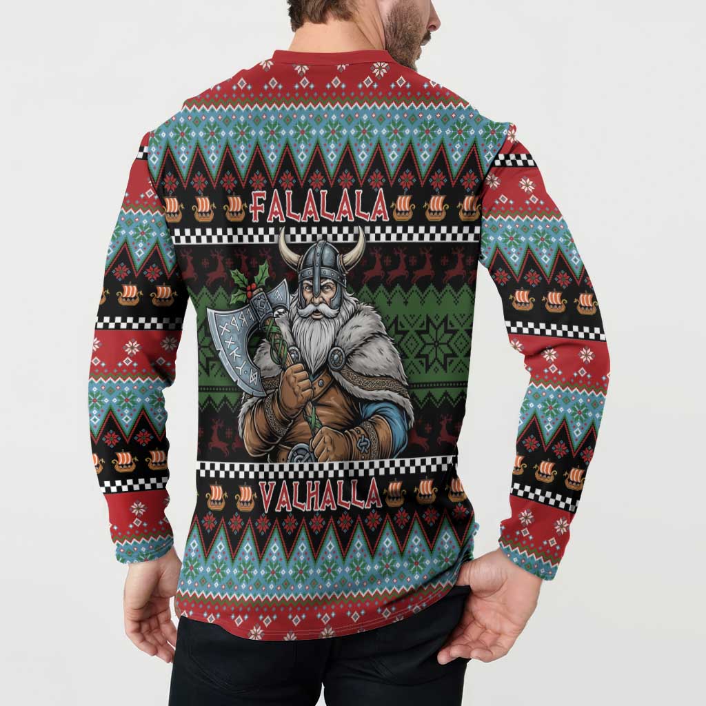 Vikings Christmas Button Sweatshirt Warrior Santa - Wonder Print Shop