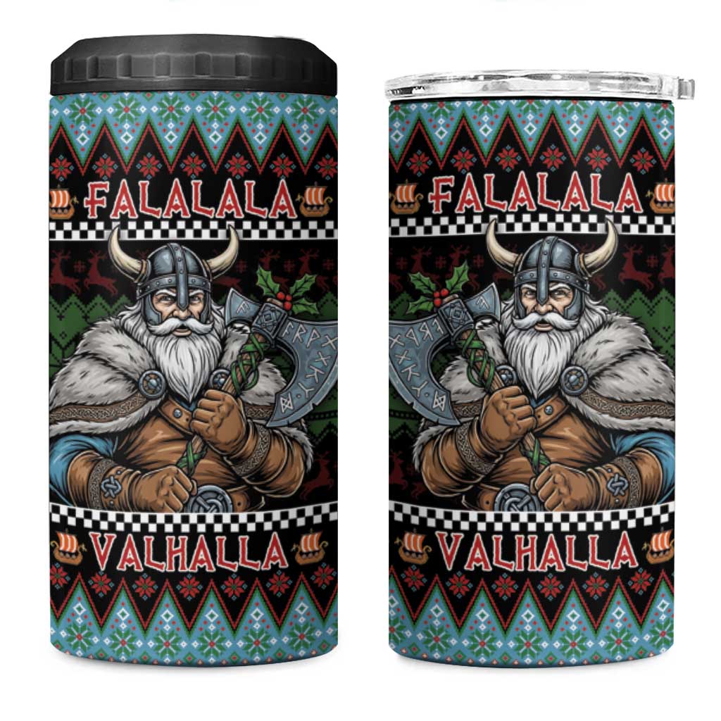 Vikings Christmas 4 in 1 Can Cooler Tumbler Warrior Santa - Wonder Print Shop