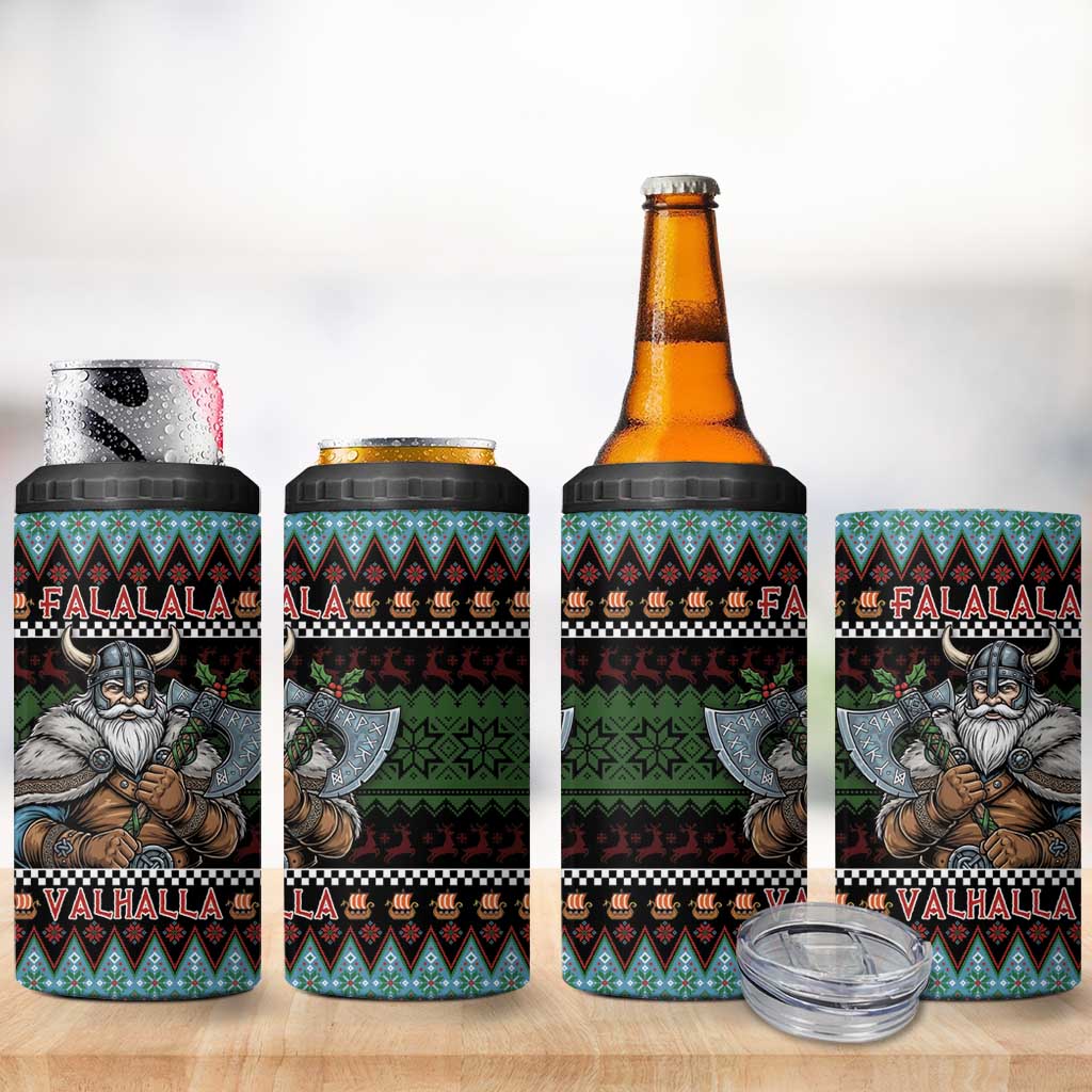 Vikings Christmas 4 in 1 Can Cooler Tumbler Warrior Santa - Wonder Print Shop