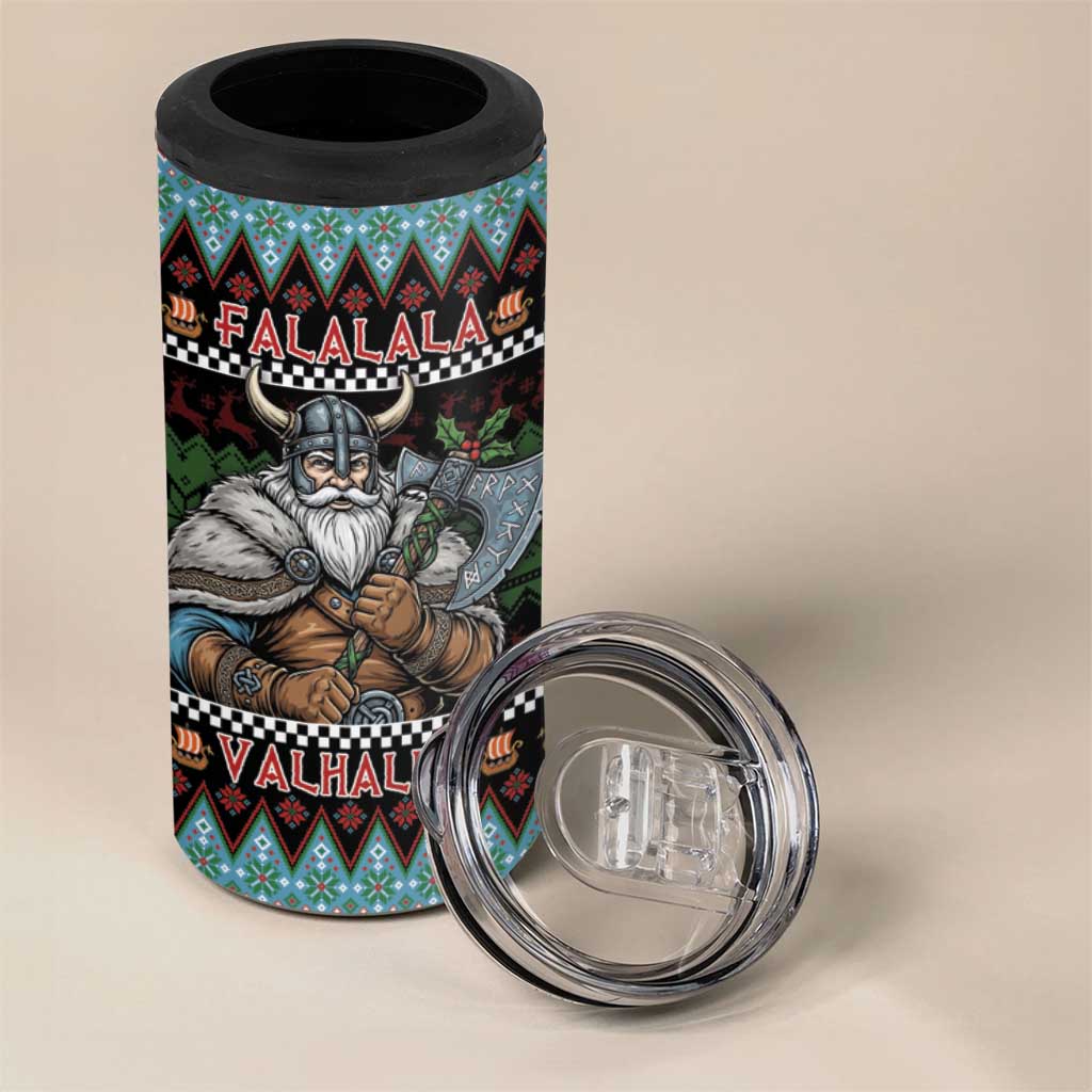 Vikings Christmas 4 in 1 Can Cooler Tumbler Warrior Santa - Wonder Print Shop