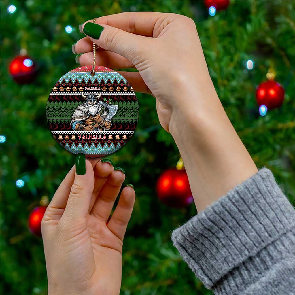 Vikings Christmas Ceramic Ornament Warrior Santa - Wonder Print Shop