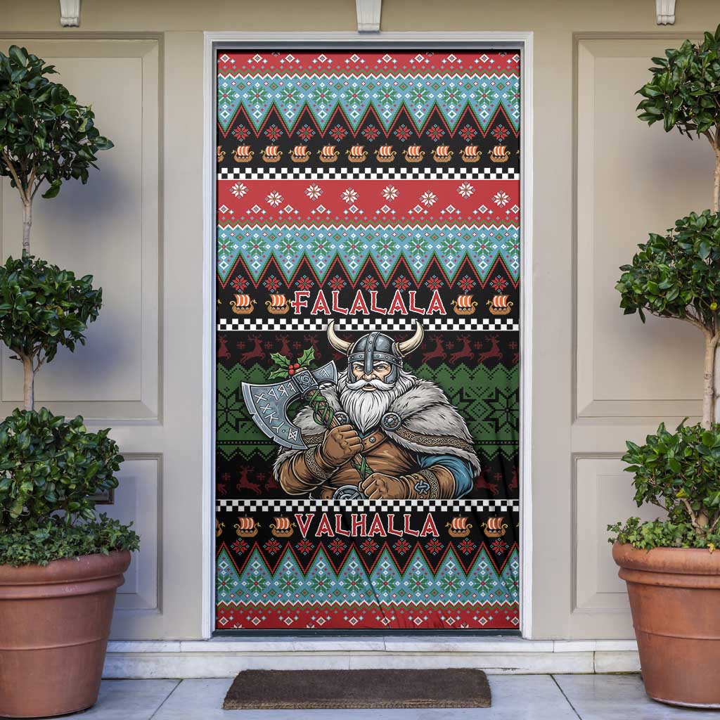 Vikings Christmas Door Cover Warrior Santa - Wonder Print Shop