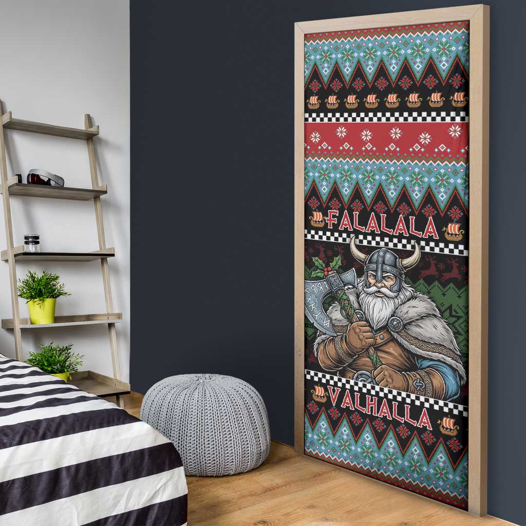 Vikings Christmas Door Cover Warrior Santa - Wonder Print Shop