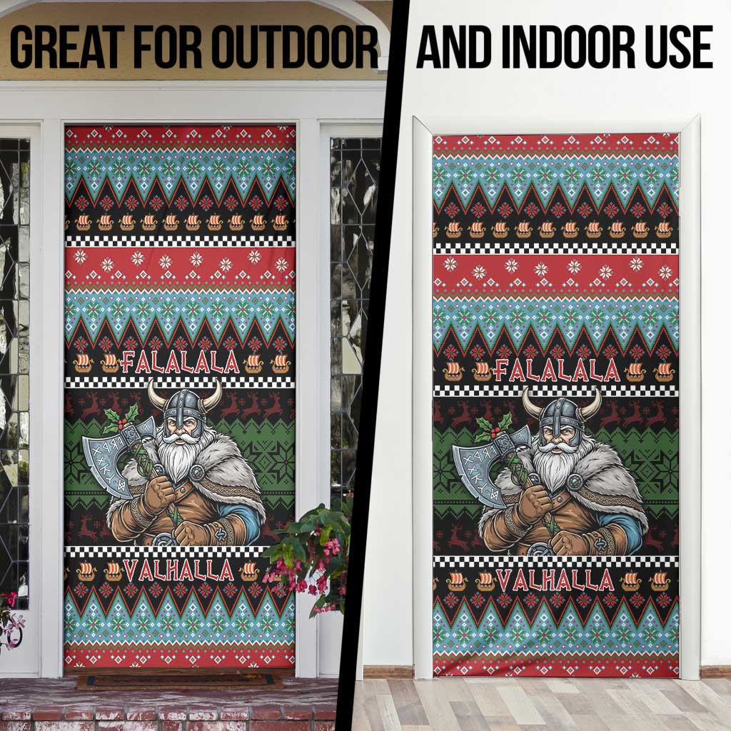 Vikings Christmas Door Cover Warrior Santa - Wonder Print Shop