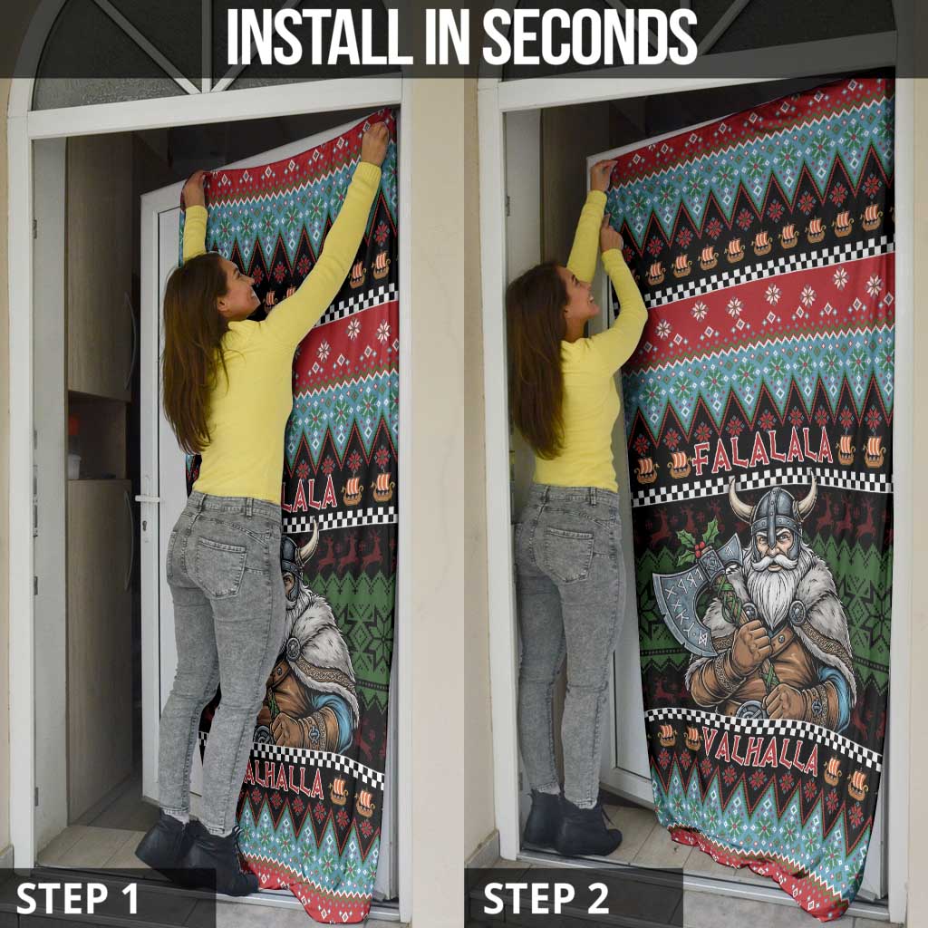 Vikings Christmas Door Cover Warrior Santa - Wonder Print Shop