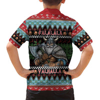 Vikings Christmas Family Matching Long Sleeve Bodycon Dress and Hawaiian Shirt Warrior Santa - Wonder Print Shop