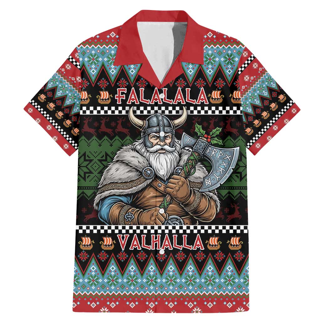 Vikings Christmas Family Matching Mermaid Dress and Hawaiian Shirt Warrior Santa - Wonder Print Shop