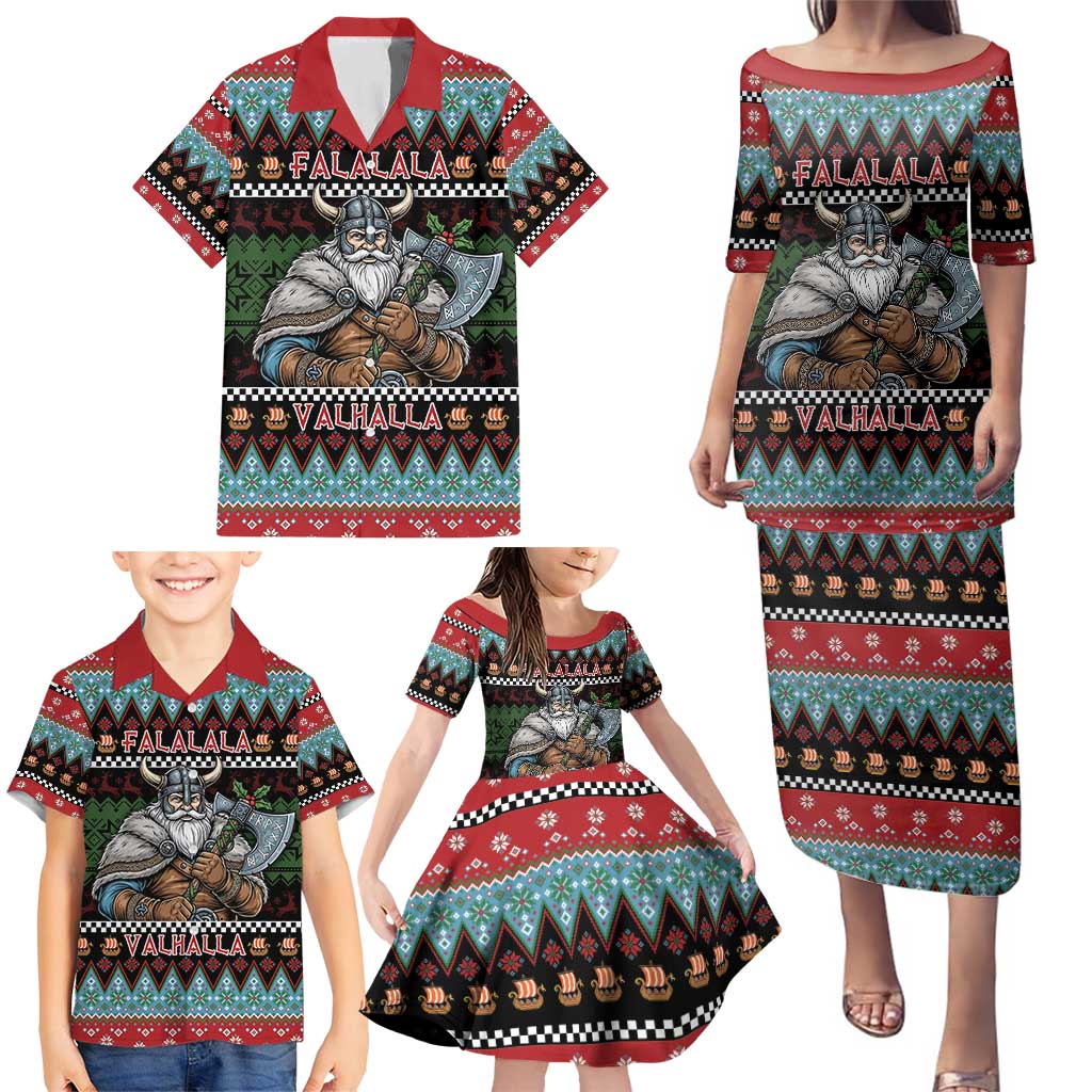 Vikings Christmas Family Matching Puletasi and Hawaiian Shirt Warrior Santa - Wonder Print Shop