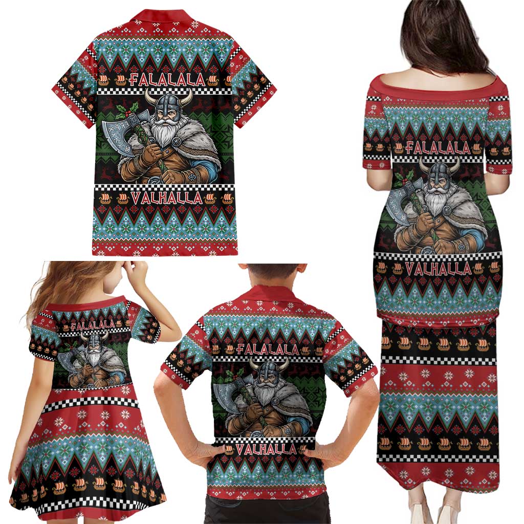 Vikings Christmas Family Matching Puletasi and Hawaiian Shirt Warrior Santa - Wonder Print Shop