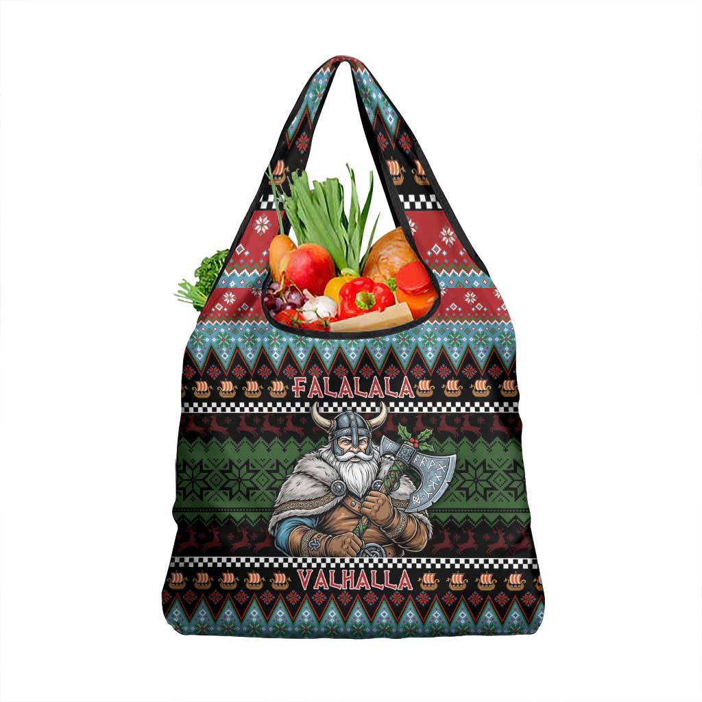 Vikings Christmas Grocery Bag Warrior Santa - Wonder Print Shop