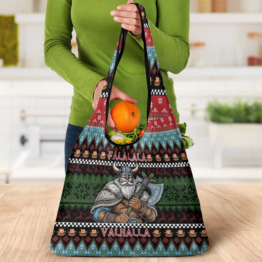 Vikings Christmas Grocery Bag Warrior Santa - Wonder Print Shop