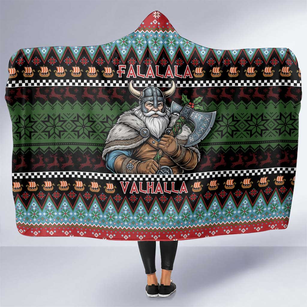 Vikings Christmas Hooded Blanket Warrior Santa - Wonder Print Shop