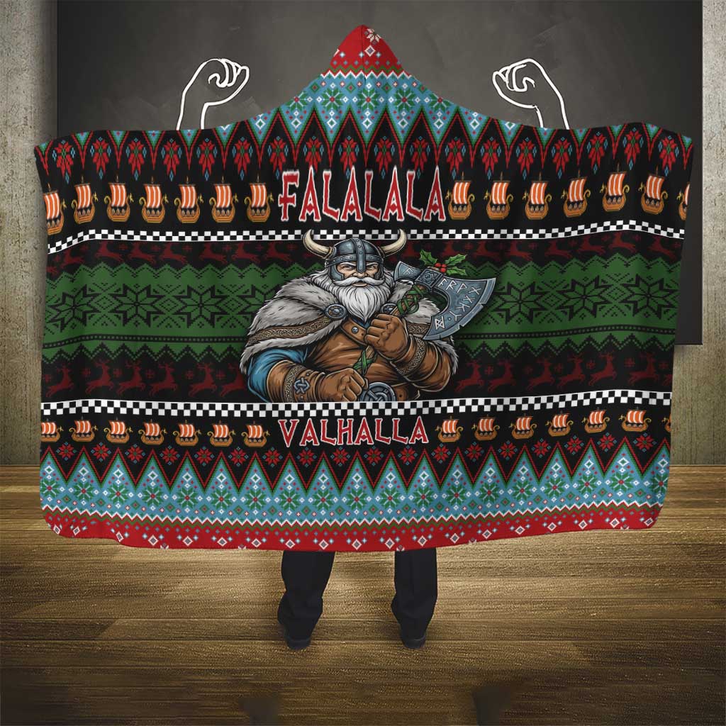 Vikings Christmas Hooded Blanket Warrior Santa - Wonder Print Shop