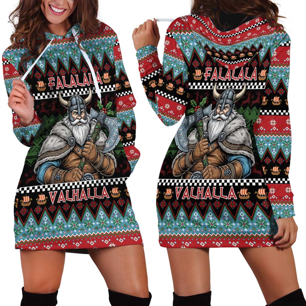 Vikings Christmas Hoodie Dress Warrior Santa - Wonder Print Shop