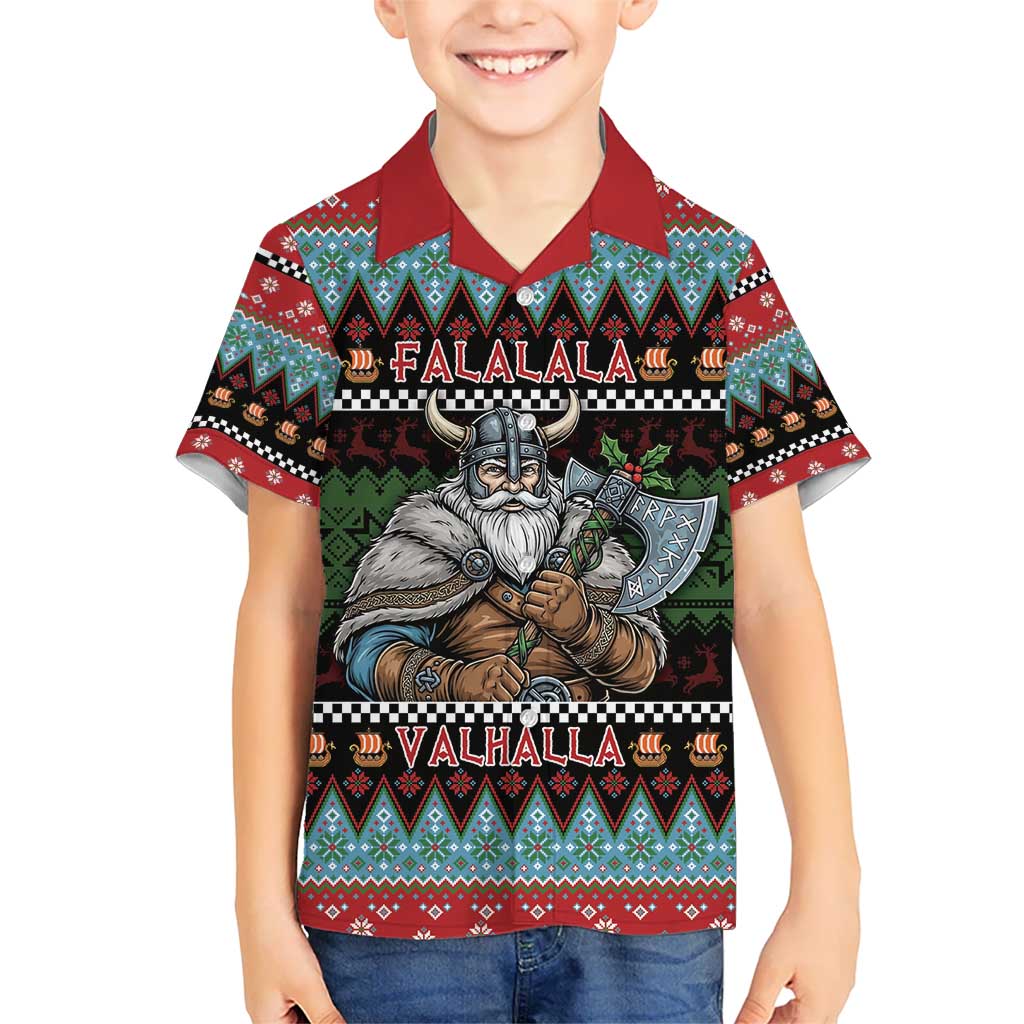 Vikings Christmas Kid Hawaiian Shirt Warrior Santa - Wonder Print Shop