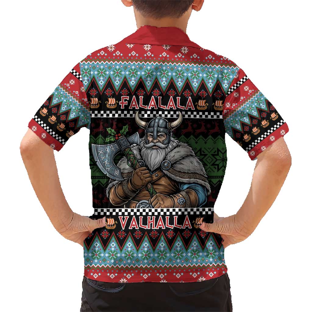 Vikings Christmas Kid Hawaiian Shirt Warrior Santa - Wonder Print Shop