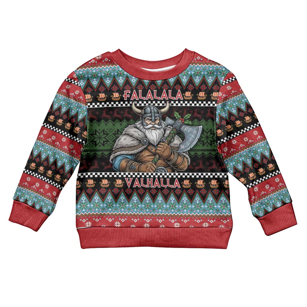 Vikings Christmas Kid Ugly Christmas Sweater Warrior Santa - Wonder Print Shop