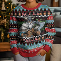 Vikings Christmas Kid Ugly Christmas Sweater Warrior Santa - Wonder Print Shop