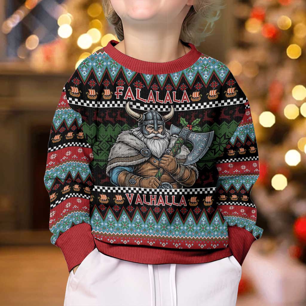 Vikings Christmas Kid Ugly Christmas Sweater Warrior Santa - Wonder Print Shop