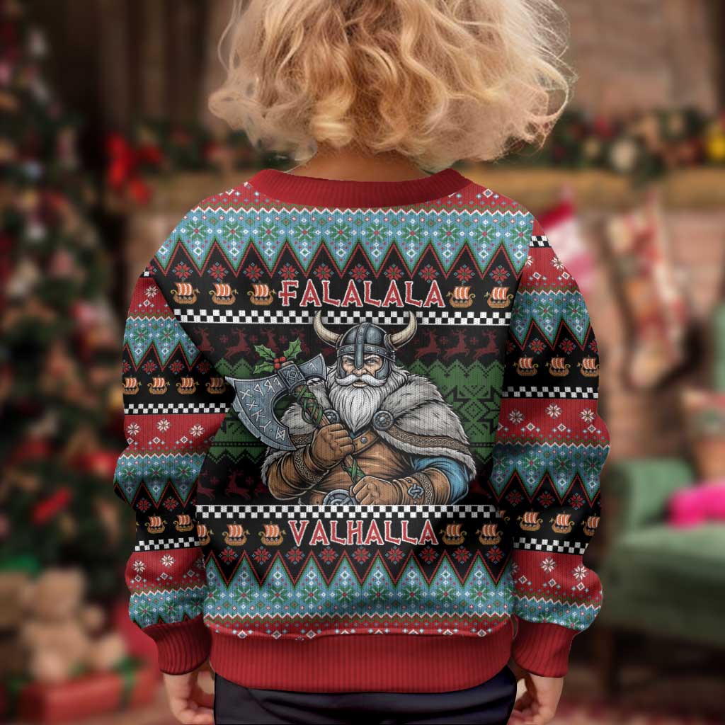 Vikings Christmas Kid Ugly Christmas Sweater Warrior Santa - Wonder Print Shop